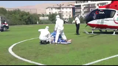 Korona hastas yal adam ambulans helikopter ile hastaneye kaldrld