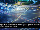 17 yaşındaki ehliyetsiz sürücü ağaca çarptı: Alev alan otomobil, ağacı da yaktı