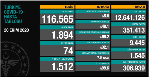 20 Ekim Sal koronavirs tablosu akland! Bugn koronavirsten ka kii ld, ka kii iyileti? Koronavirs ikinci dalgas olacak m?