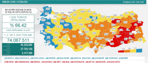 3 Austos Sal Koronavirs tablosu akland! 3 Austos Sal gn Trkiye'de bugn koronavirsten ka kii ld, ka kii iyileti?