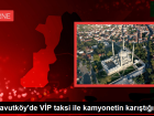 Arnavutk�y'de V�P taksi ile kamyonetin kar��t��� kaza sonucunda taksi hurda y���n�na d�nd�