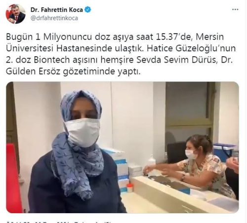 Bakan Koca: 1 milyonuncu doz a Mersin'de yapld