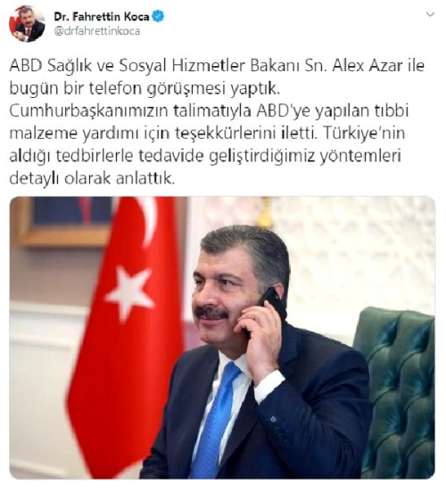 Bakan Koca, ABD'li mevkidayla grt