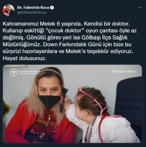 BAKAN KOCA'DAN 6 YAINDAK DOWN SENDROMLU DOKTOR MELEK PAYLAIMI