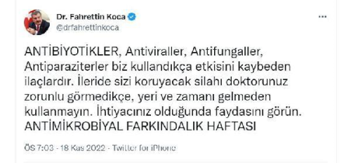 Bakan Koca'dan antibiyotik kullanm uyars