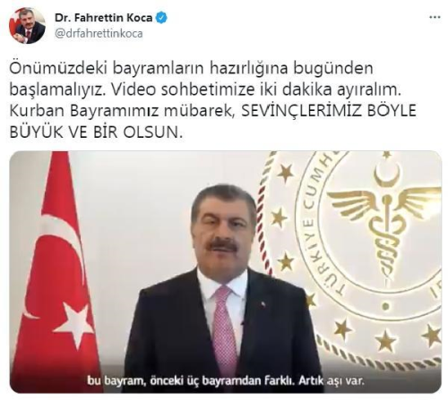 Bakan Koca'dan bayram mesaj: Bu bayram dier 3 bayramdan farkl