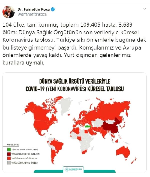 Bakan Koca'dan 'Covid-19' bilgillendirmesi