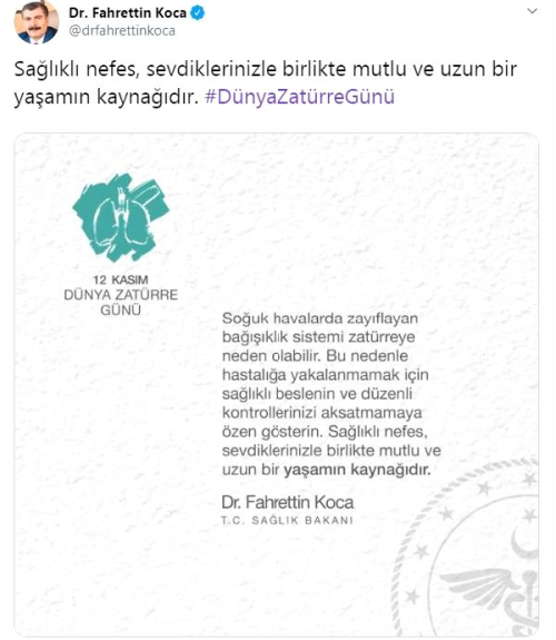 Bakan Koca'dan 'Dnya Zatrre Gn' mesaj