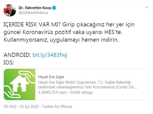 Bakan Koca'dan 'HES' uyars: Uygulamay hemen indirin