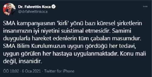 Bakan Koca'dan 'SMA' aklamas