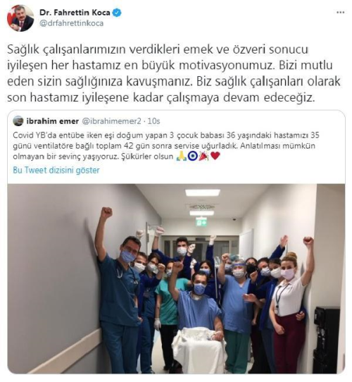 Bakan Koca: yileen her hastamz en byk motivasyonumuzdur