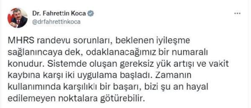 Bakan Koca: MHRS'de 2 yeni uygulama balad