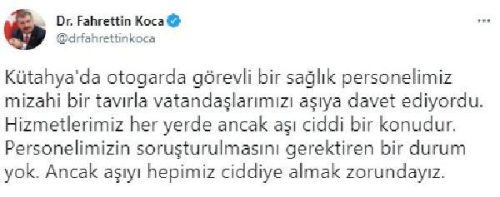 Bakan Koca: Personelimizin soruturulmasn gerektiren bir durum yok