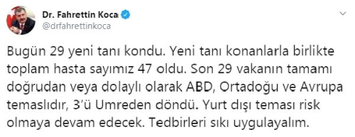 Bakan Koca: Vaka saymz 47 oldu