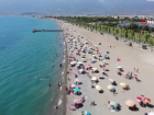 Bal�kesir'de sosyal mesafeli plajlar� havadan b�yle g�r�nt�lendi
