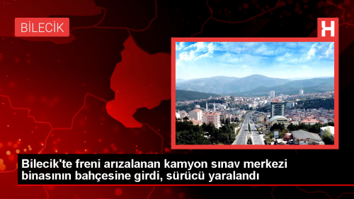 Bilecik'te freni arzalanan kamyon snav merkezi bahesine girdi, src yaraland