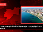 ��p kamyonuyla bisikletli �ocu�un �arp��t��� kaza kamerada
