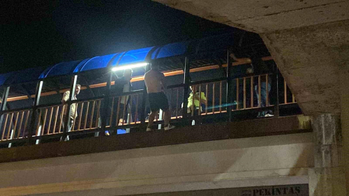 Dzce'de Polis Ekipleri Gen Bir Kiiyi kna Ederek Yaya Kprsnden ndirdi
