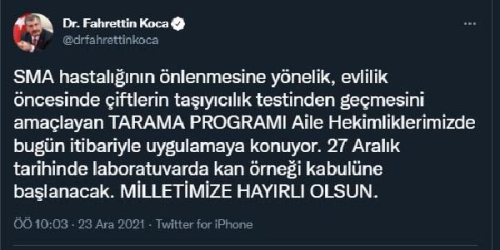 Evlenecek iftlere SMA taramas, aile hekimliklerinde balyor