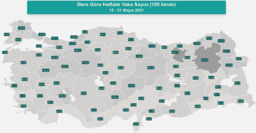 15-21 Mays il il koronavirs vaka saylar katr?