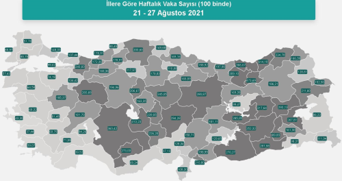 l il koronavirs vaka saylar katr? 21-27 Austos l il gncel koronavirs risk haritas ve haftalk vaka saylar akland m?