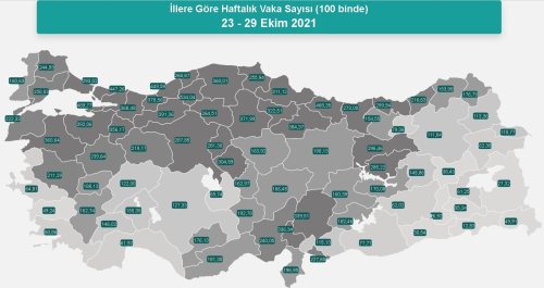 l il koronavirs vaka saylar katr? 23-29 Ekim l il gncel koronavirs risk haritas ve haftalk vaka saylar akland m?