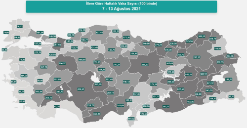 l il koronavirs vaka saylar katr? 7-13 Austos l il gncel koronavirs risk haritas ve haftalk vaka saylar akland m?