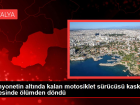 Kamyonetin alt�nda kalan motosiklet s�r�c�s� kask� sayesinde �l�mden d�nd�