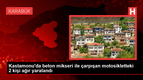 Kastamonu'da beton mikseri ile arpan motosikletteki 2 kii ar yaraland