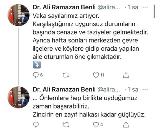 l Salk Mdr Benli: Vaka saylarmz artyor