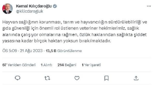 Kldarolu: Veteriner hekimlerin sorunlar zlmeli