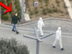 Koronavirüsten şüphelenen örnek vatandaşın sergilediği hareket, kameralara yansıdı