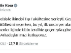 Sağlık Bakanı Fahrettin Koca, Tıp Fakültesini tercih eden öğrencileri tebrik etti