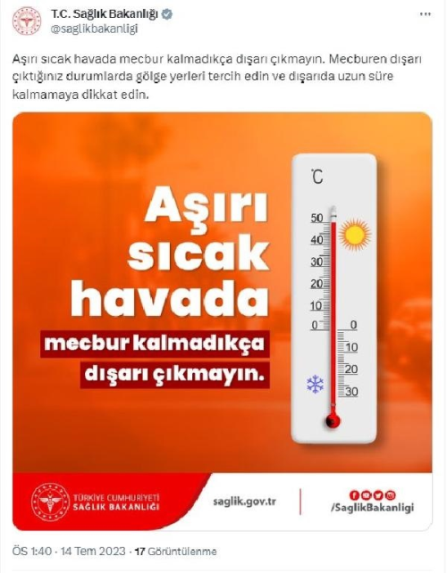Salk Bakanl'ndan Ar Scak Hava Uyars