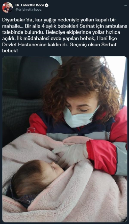 Sa�l�k ekipleri, 4 ayl�k Serhat bebek i�in karl� yollar� a�t�