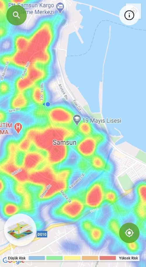 Samsun'da risk haritas yeile dnyor