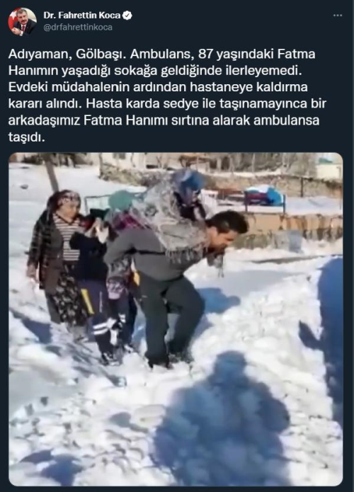 Son dakika haberleri! Bakan Koca, hastay srtnda tayan 112 alannn videosunu paylat