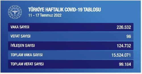 Son Dakika | Koronavirs'te haftalk vaka says 226 bin 532 oldu