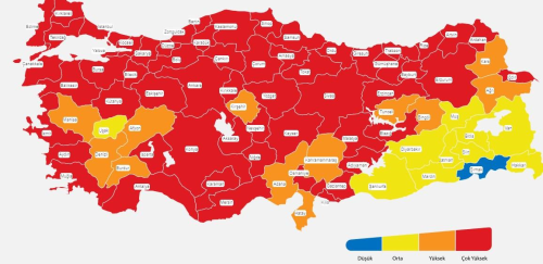 Tokat, Tekirda, Trabzon hangi risk grubunda rengi ne?