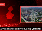 TPAO'ya ait kamyonet devrildi, 2 ki�i yaraland�